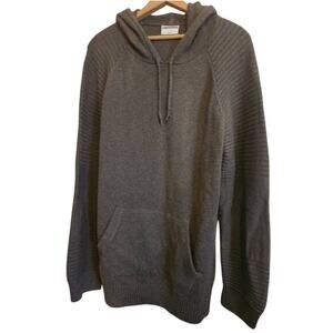 Candy & Caviar Wool Blend Ribbed Knit‎ Hoodie Sweatshirt Brown Mens Size XL
